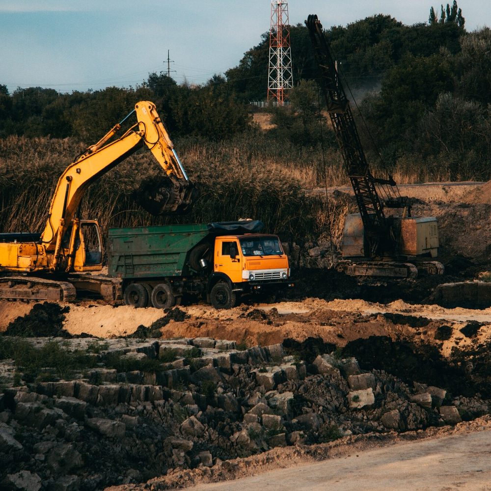 Excavator working on a job site