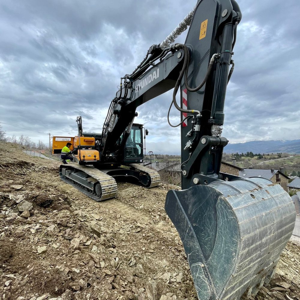 Excavator bucket on a job site
